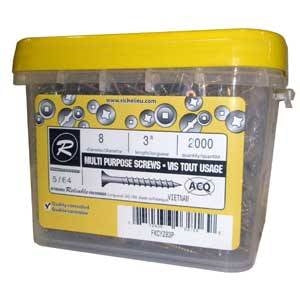 #8 3" MULTI-PURPOSE SCREWS 2000/PAIL
