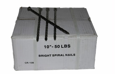 10" BRIGHT SPIRAL NAILS 50LB BOX